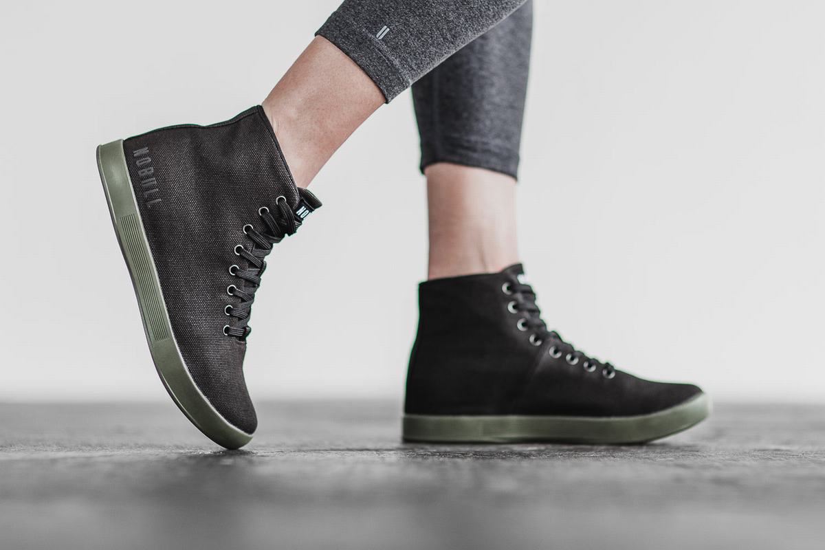 Nobull High-Top Canvas Women's Trainers Black Dark Green | Australia (KP6902)